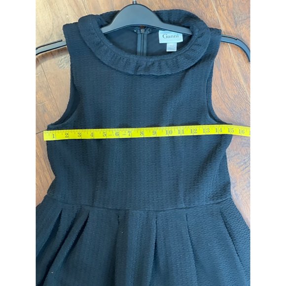 Anthropologie Ganni Pinnacle Textured Sleeveless High Ruffle Neck Fit Flare Dres - Picture 10 of 12